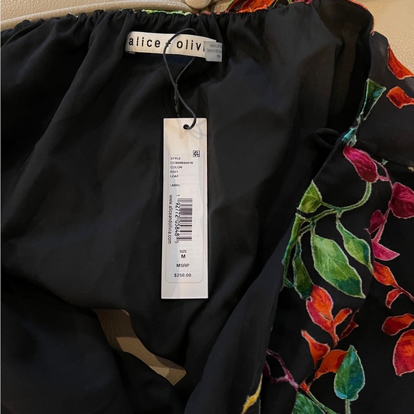 alice + olivia Maris Women’s Silk Haler Top.  Medium NWT Black Multicolor - Picture 5 of 12